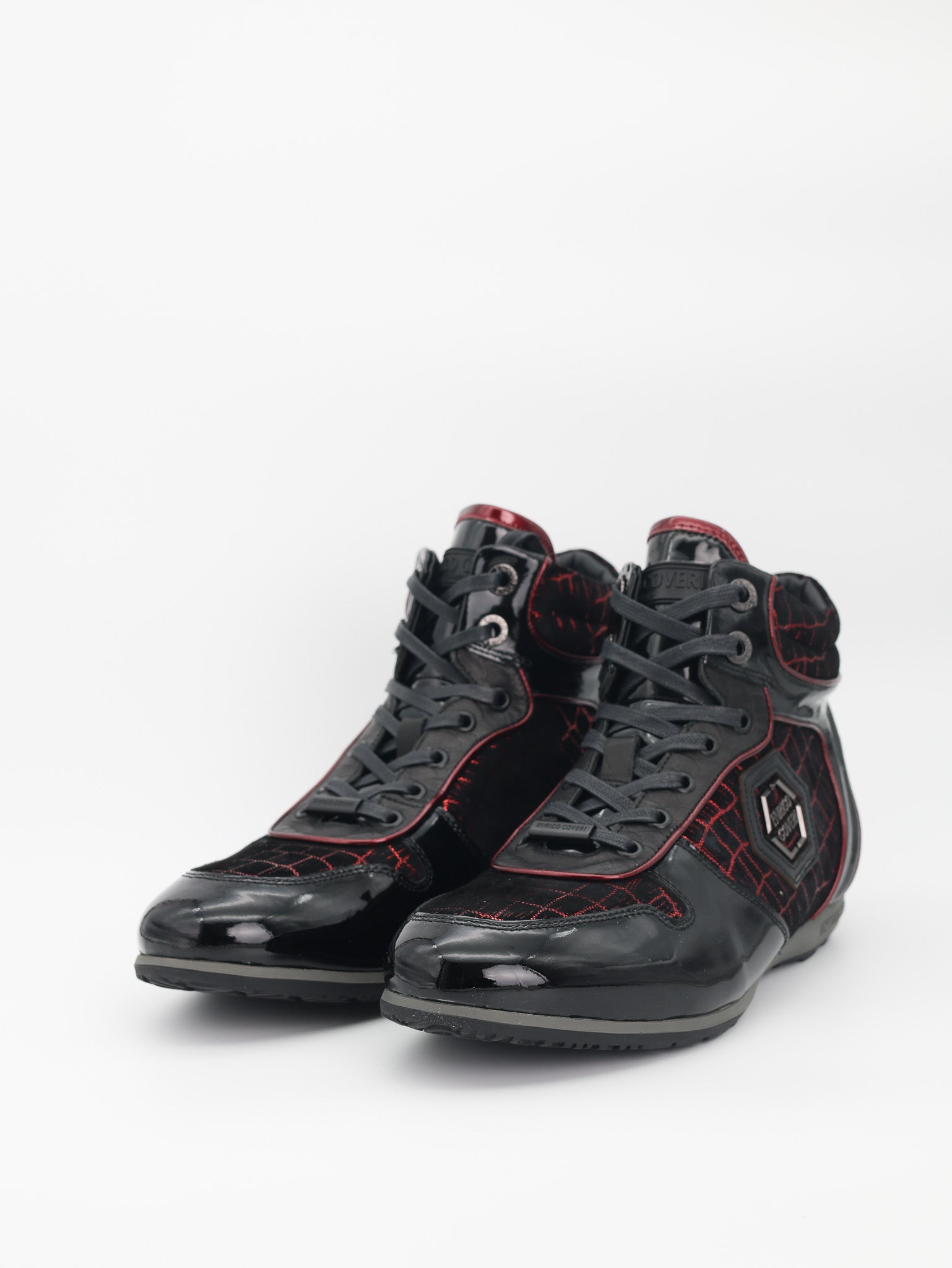 Enrico Coveri Boot Patent High Top Red-Black